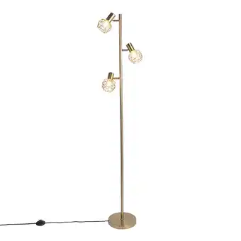 Lampenlicht.nl Design vloerlamp goud 3-lichts verstelbaar - mesh aanbieding