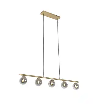 Lampenlicht.nl Moderne hanglamp goud 100 cm 5-lichts met smoke glas - athens aanbieding