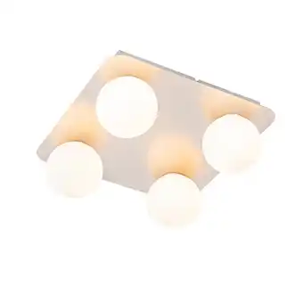 Lampenlicht.nl Moderne badkamer plafondlamp staal vierkant 4-lichts - cederic aanbieding