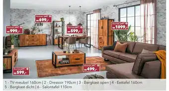 Woonsquare TV-Meubel 160cm, Dressoir 190cm, Bergkast Open, Eettafel 160 Cm, Bergkast Dicht Of Salontafel 110 Cm aanbieding