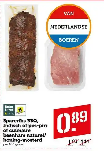 CoopCompact Spareribs BBQ, Indisch Of Piri-Piri Of Culinaire Beenham Naturel-Honing-Mosterd aanbieding