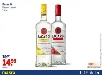 Makro Bacardi Razz of Limon 1 liter aanbieding