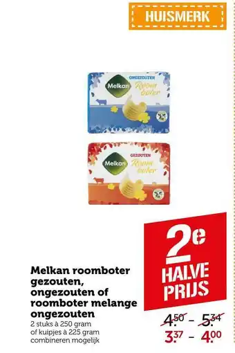 CoopCompact Melkan Roomboter Gezouten, Ongezouten Of Roomboter Melange Ongezouten aanbieding