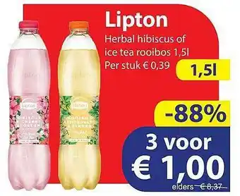 Die Grenze Lipton Herbal Hibiscus Of Ice Tea Rooiboos 1,5L aanbieding