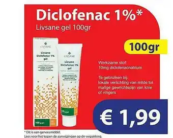 Die Grenze Diclofenac 1% Livsane Gel 100gr aanbieding