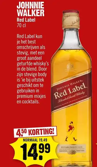 Dirck 3 Johnnie Walker Red Label 70 cl aanbieding