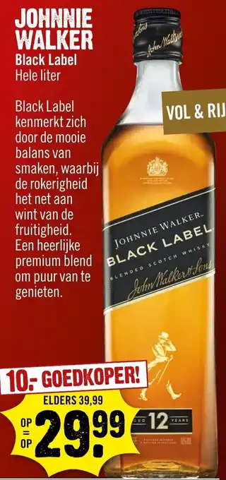 Dirck 3 Johnnie Walker Black Label Hele liter aanbieding