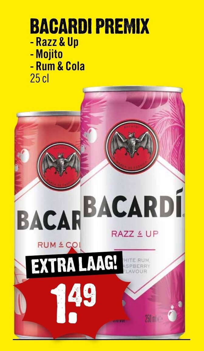 Bacardi premix 25 cl aanbieding bij Dirck 3