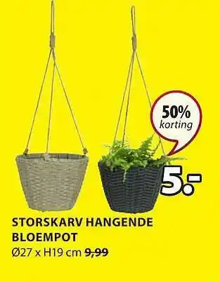 Jysk Storskarv Hangende Bloempot Ø27 X H19 Cm 50% Korting aanbieding