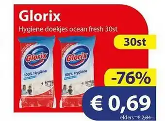 Die Grenze Glorix hygiene doekjes ocean fresh 30st aanbieding