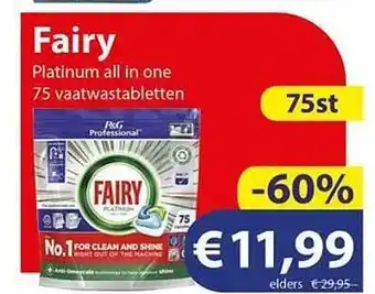 Die Grenze Fairy platinum all in one 75 vaatwastabletten aanbieding