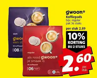 Boni G'woon koffiepads aanbieding