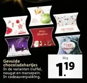 Lidl Gevulde chocoladehartjes aanbieding