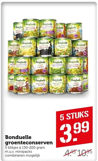 Coop Bonduelle groenteconserven 5 stuks aanbieding