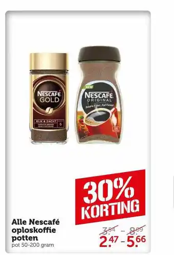 CoopCompact Alle nescafe oploskoffie potten aanbieding