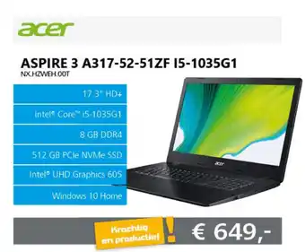 ITPRODEALS ACER Aspire 3 | A317-52-51ZF I5-1035G1 (NX.HZWEH.00T) aanbieding