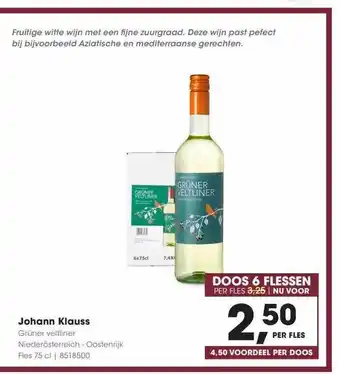 HANOS Johann klauss gruner veltliner niederosterreich - oostenrijk aanbieding