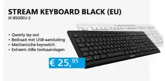 ITPRODEALS STREAM KEYBOARD black (EU) | JK-8500EU-2 aanbieding