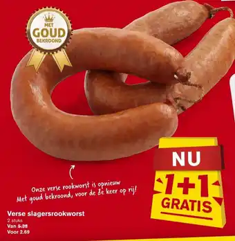 Hoogvliet Verse slagersrookworst 1+1 gratis aanbieding