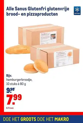 Makro Alle Sanus Gluterfri glutenvrije brrod-en pizzaproducten 10 stuks a 80g aanbieding