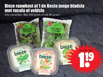 Dirk Bieze rauwkost of 1 de beste jonge bladsla met rucola of veldsla aanbieding