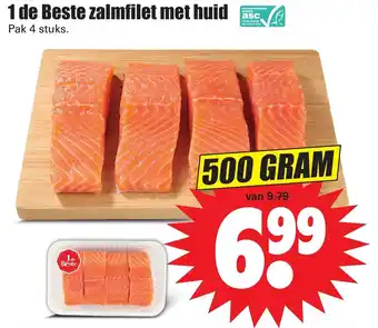 Dirk 1 de beste zalmfilet met huid 500 gram aanbieding