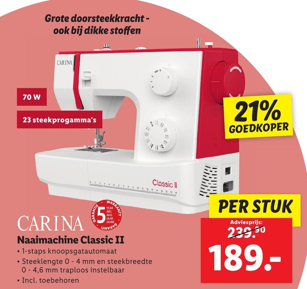 Carina Naaimachine Classic II aanbieding bij Lidl