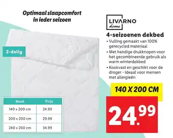 Lidl 4-seizoenen dekbed 140 x 200 cm aanbieding