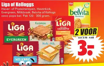 Dirk Liga of Kelloggs 2*120-300g aanbieding