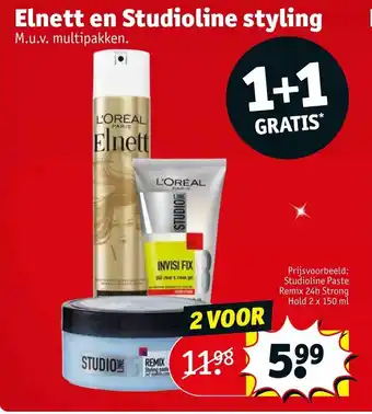 Kruidvat Elnett en Studioline styling 1+1 gratis aanbieding