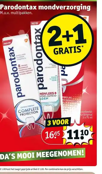 Kruidvat Parodontax mondverzorging 2+1 gratis aanbieding