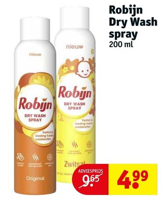 Kruidvat Robijn Dry Wash spray 200 ml aanbieding