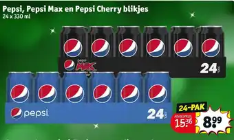 Kruidvat Pepsi, Pepsi Max en Pepsi Cherry blikjes 24 x 330 ml aanbieding