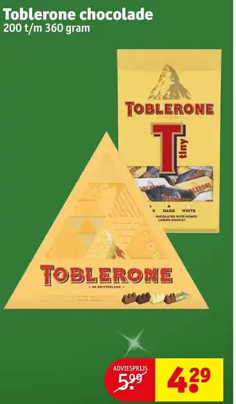 Kruidvat Toblerone chocolade 200 t/m 360 gram aanbieding