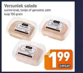 Dagwinkel Versuniel salade surimi-krab, tonijn of gerookte zalm kuip 150 gram aanbieding