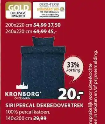 Jysk Kronborg of denmark siri percal dekbedovertrek aanbieding