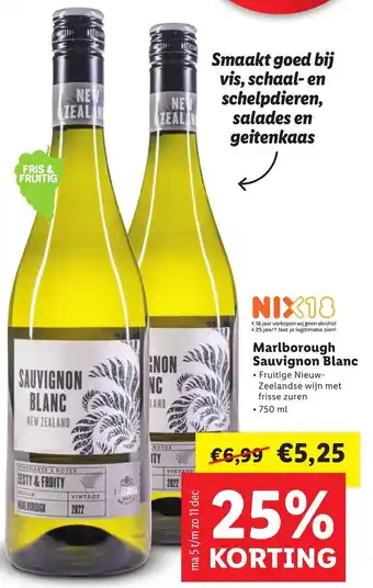 Lidl Marlbough sauvignon blanc aanbieding