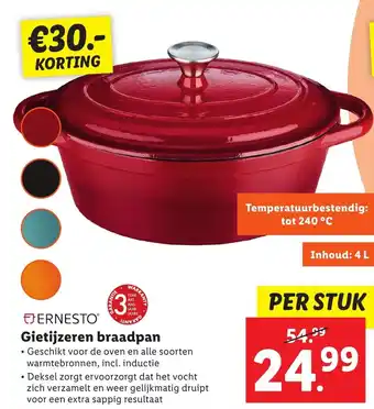 Lidl Ernesto gietijzeren braadpan aanbieding