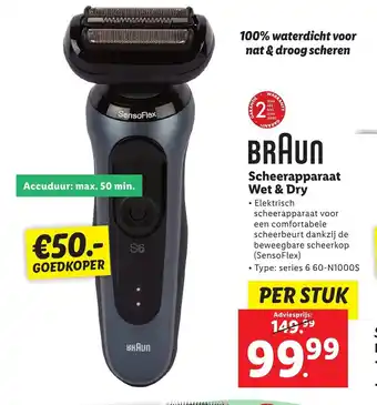 Lidl Braun scheerapparaat wet & dry aanbieding