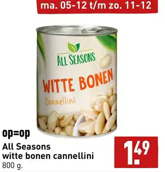 ALDI All seasons witte bonen cannellini 800g aanbieding