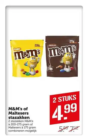 Coop M&m's of maltesers stazakken aanbieding