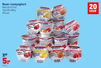 Makro Bauer roomyoghurt Tray 20 x 150 g aanbieding