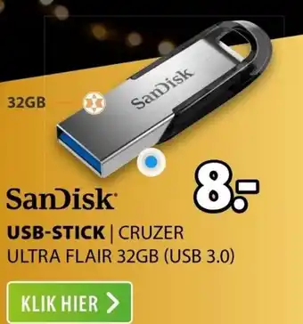 Expert SanDisk USB-stick/ cruzer ultra flair 32GB(USB 3.0) aanbieding