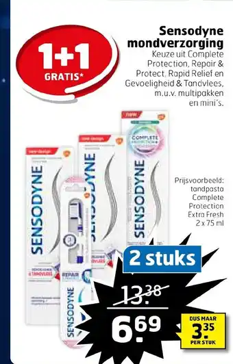 Trekpleister Sensodyne mondverzorging 1+1 gratis aanbieding