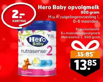 Trekpleister Hero Baby opvolgmelk 800 gram aanbieding