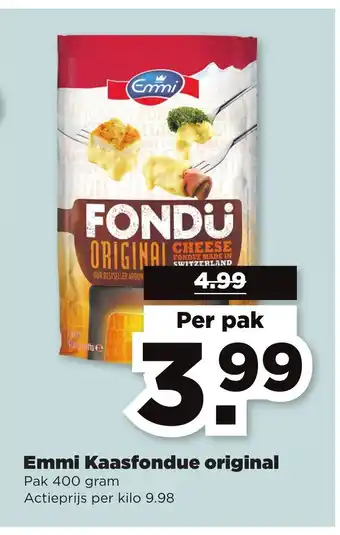 PLUS Emmil kaasfondue original 400 gram aanbieding