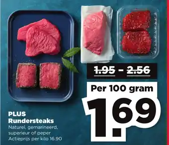 PLUS Rundersteaks 100 gram aanbieding