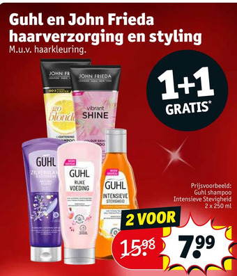 Kruidvat Guhl en john frieda haarverzorging en styling aanbieding