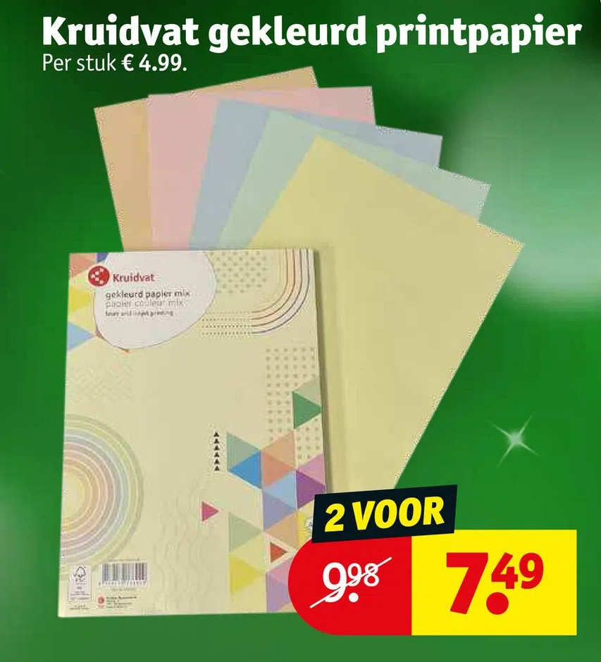 Kruidvat gekleurd printpapier aanbieding bij Kruidvat