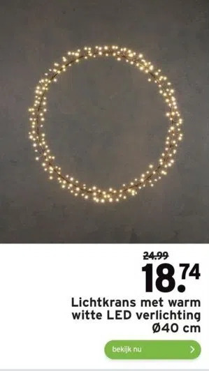 Luca Lighting Lichtkrans Met Warm Witte LED Verlichting -40 Cm - Zwart | GAMMA